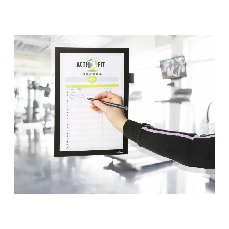 Durable Black A4 Wall-Mount Frame 323 mm Height, 254 mm Width, Plastic, Magnetic, Model 499301