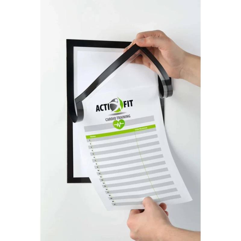 Durable Black A4 Wall-Mount Frame 323 mm Height, 254 mm Width, Plastic, Magnetic, Model 499301