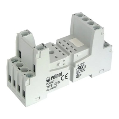 Relpol 8 Way 300V AC DIN Rail Relay Socket, Screw Terminals, For Use With R2N Relay GZT2-BLACK