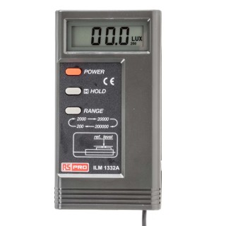 RS PRO Digital Light Meter ILM1332A, 0.01 lx to 200000 lx Range, ±3% Accuracy, Photodiode Sensor, 135x72x33 mm