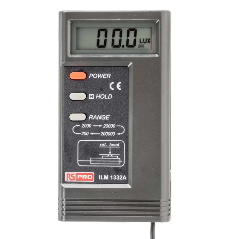 RS PRO Digital Light Meter ILM1332A, 0.01 lx to 200000 lx Range, ±3% Accuracy, Photodiode Sensor, 135x72x33 mm