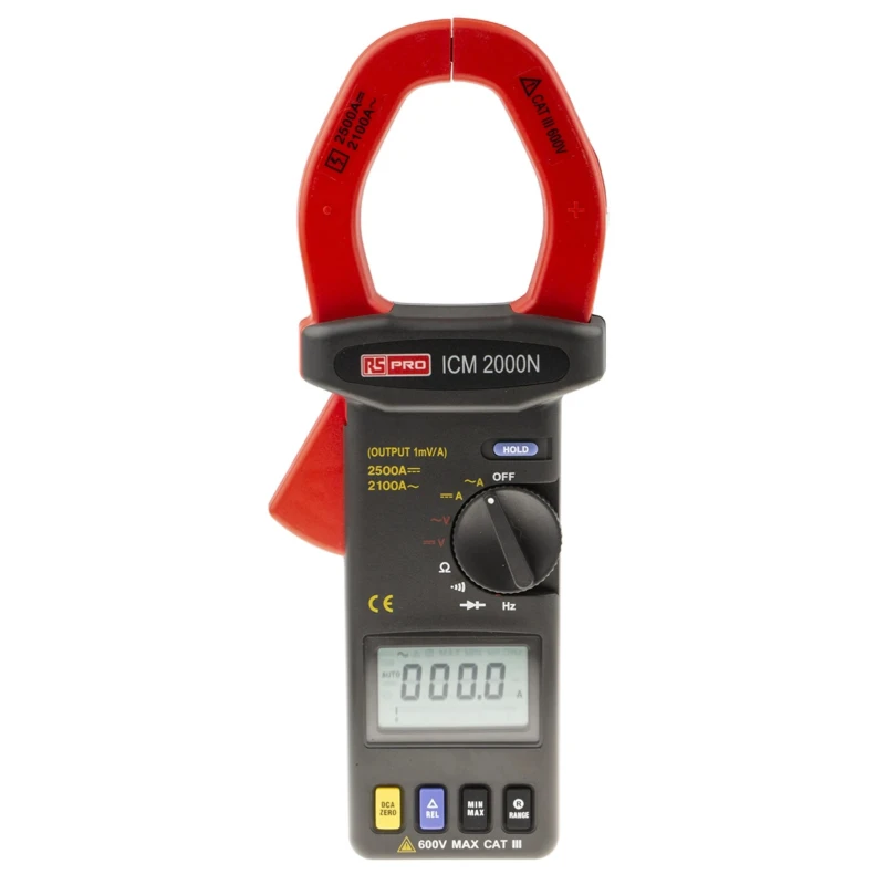 RS PRO Clamp Meter ICM2000N, 2.5 kA DC, 2.1 kA AC, 600 V DC/AC, True RMS, CAT III