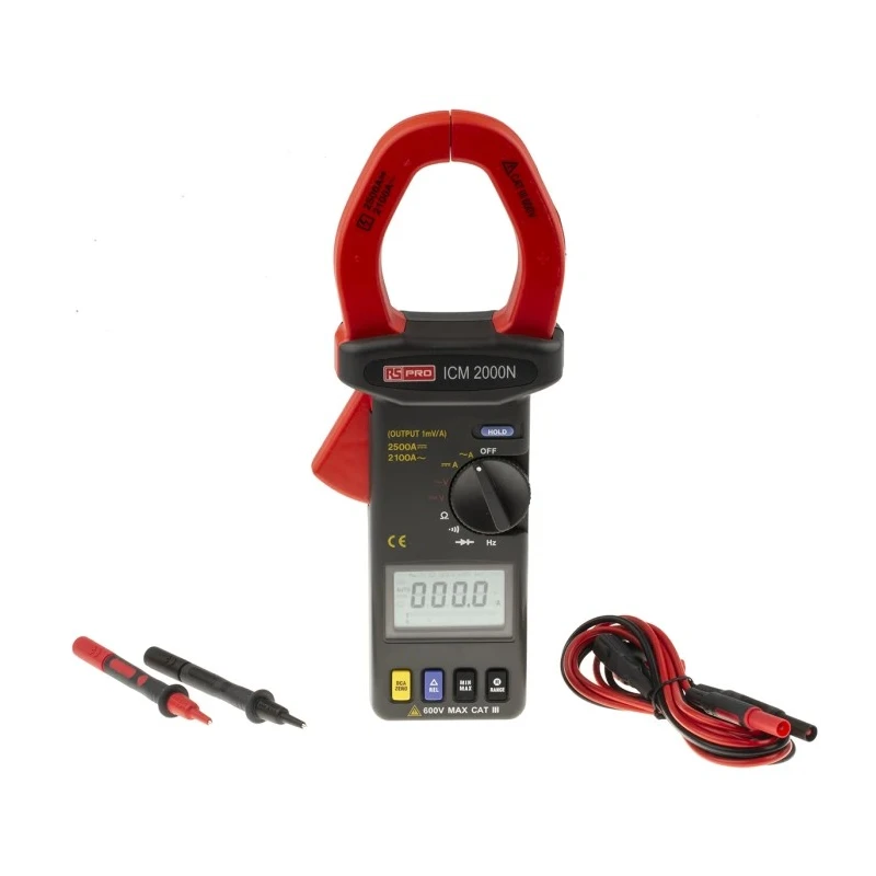RS PRO Clamp Meter ICM2000N, 2.5 kA DC, 2.1 kA AC, 600 V DC/AC, True RMS, CAT III