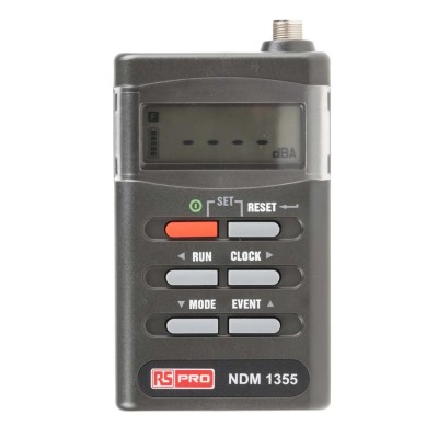 RS PRO Data Logging Sound Level Meter 70–140 dB, 10 kHz, LCD, Battery Powered, RS232 Interface NDM1355