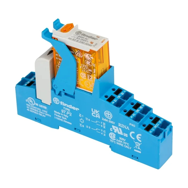 Finder 4C Series Interface Relay DIN Rail 230V AC Coil DPDT-2 CO 8A 4C.P2.8.230.0060SPA