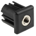 RS PRO Square Nylon Tube Insert, M12 Thread, 40x40x43 mm, Brass Nickel-Plated Bush, 1000 kg Static Load Capacity 235-0969