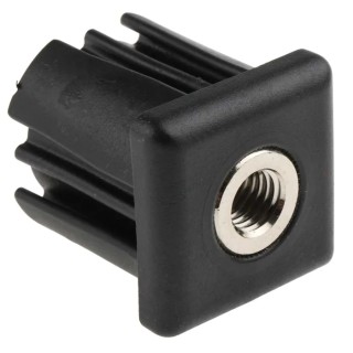 RS PRO Square Nylon Tube Insert, M12 Thread, 40x40x43 mm, Brass Nickel-Plated Bush, 1000 kg Static Load Capacity 235-0969