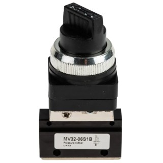 RS PRO Manual Pneumatic Control Valve MV Series, G 1/8 Port, 3/2 Function, 2 Position Selector Switch 235-1190