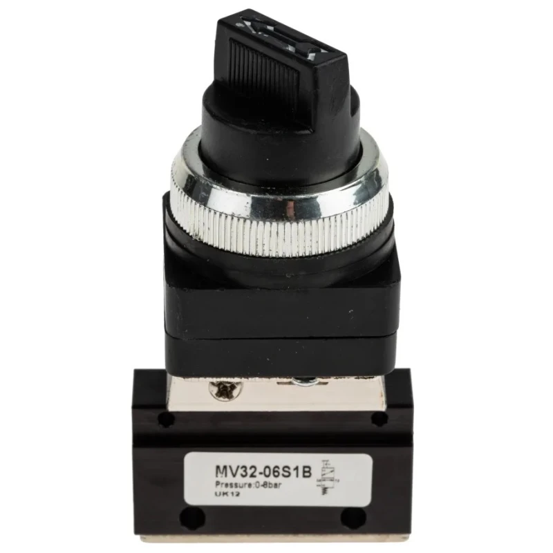 RS PRO Manual Pneumatic Control Valve MV Series, G 1/8 Port, 3/2 Function, 2 Position Selector Switch 235-1190