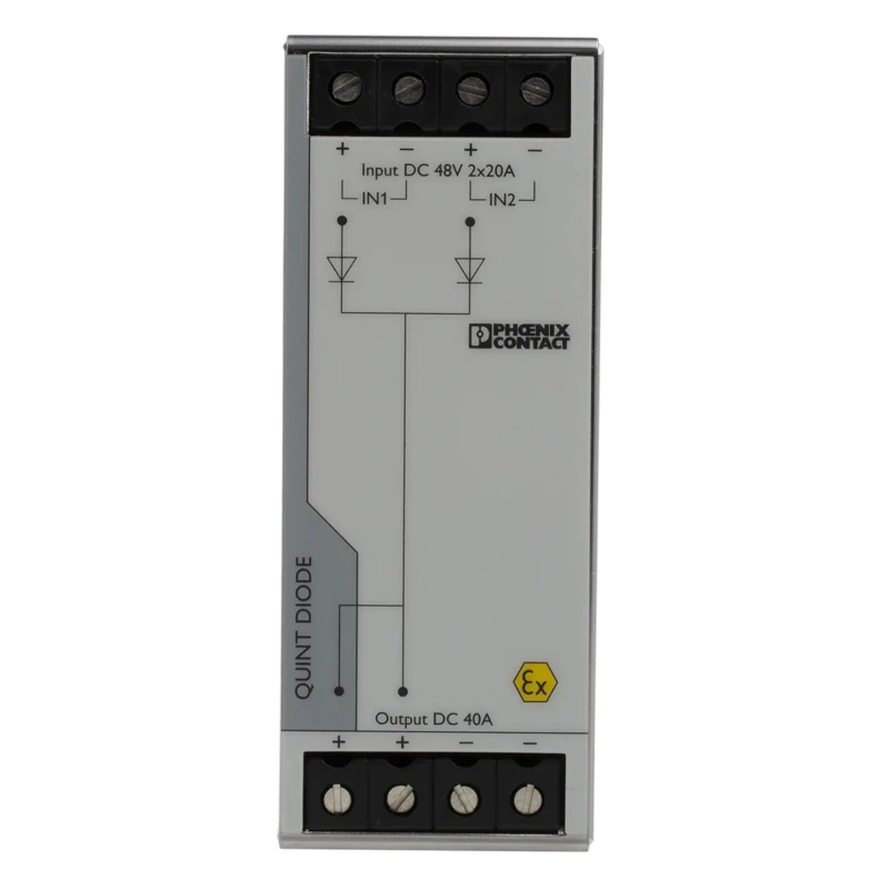Phoenix Contact DIN Rail Diode Module QUINT4-DIODE 48V DC Redundancy, 2x20A Input, 1x40A Output, 