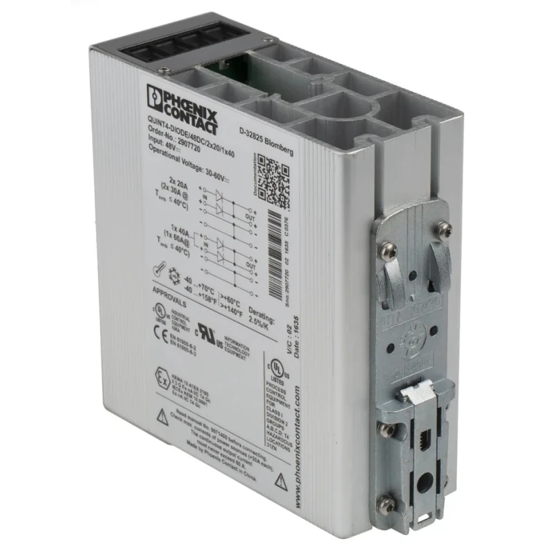 Phoenix Contact DIN Rail Diode Module QUINT4-DIODE 48V DC Redundancy, 2x20A Input, 1x40A Output, 