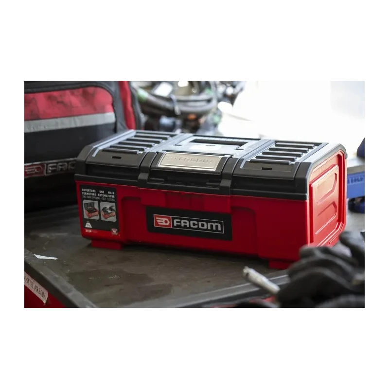 Facom 2-Drawer Plastic Tool Box, 391x222x164 mm, Self-Closing, Red/Black BP.C16NPB