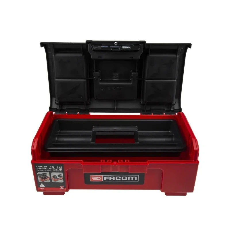 Facom 2-Drawer Plastic Tool Box, 391x222x164 mm, Self-Closing, Red/Black BP.C16NPB