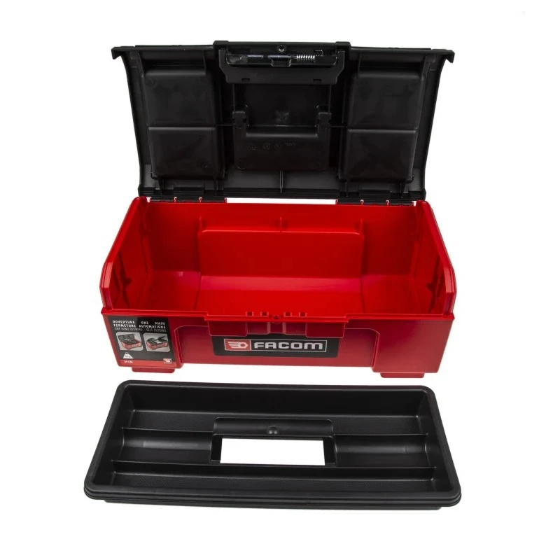 Facom 2-Drawer Plastic Tool Box, 391x222x164 mm, Self-Closing, Red/Black BP.C16NPB