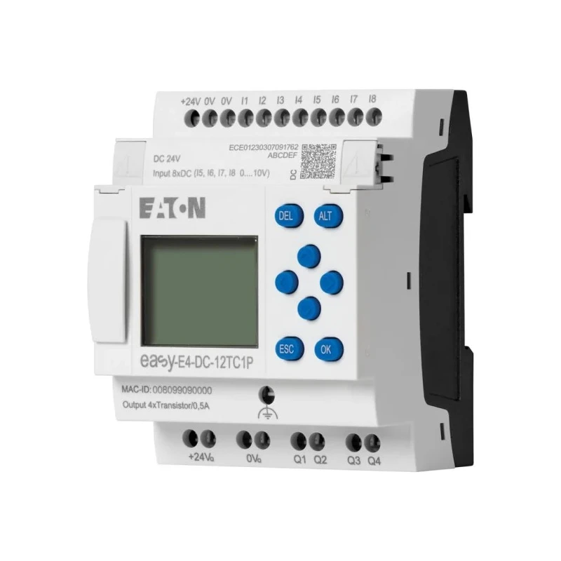 Eaton easyE4 Series Programmable Control Relay 24V DC, 4 Analogue Inputs, 4 Relay Outputs, LCD Display, Compact 