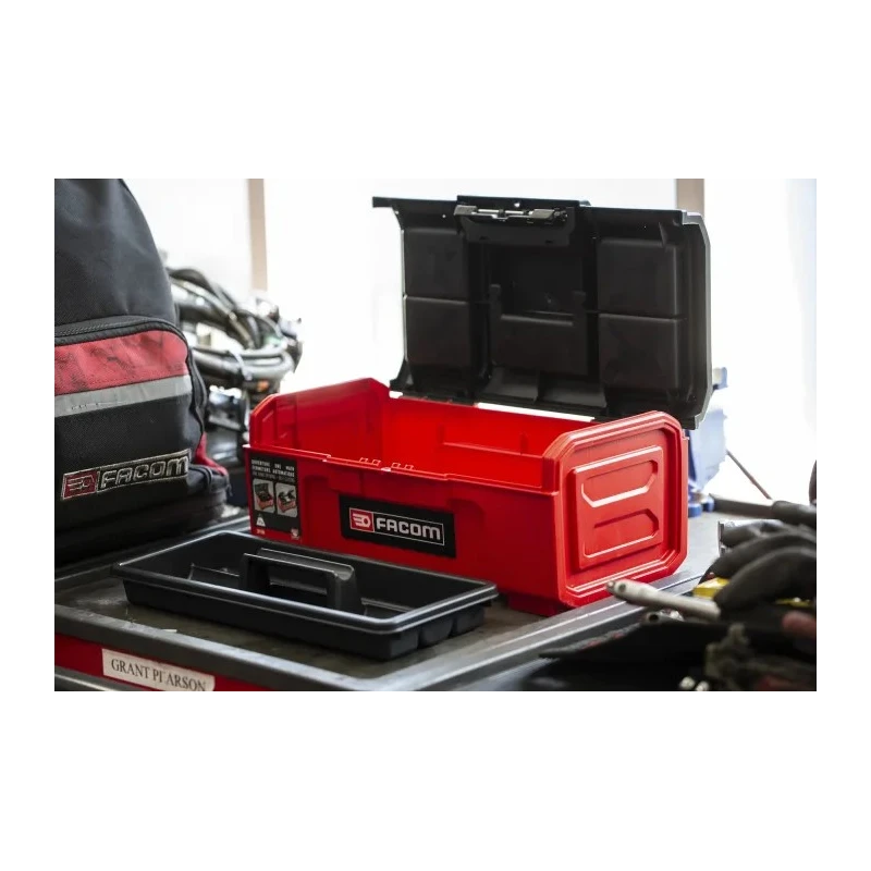 Facom 2-Drawer Plastic Tool Box, 391x222x164 mm, Self-Closing, Red/Black BP.C16NPB