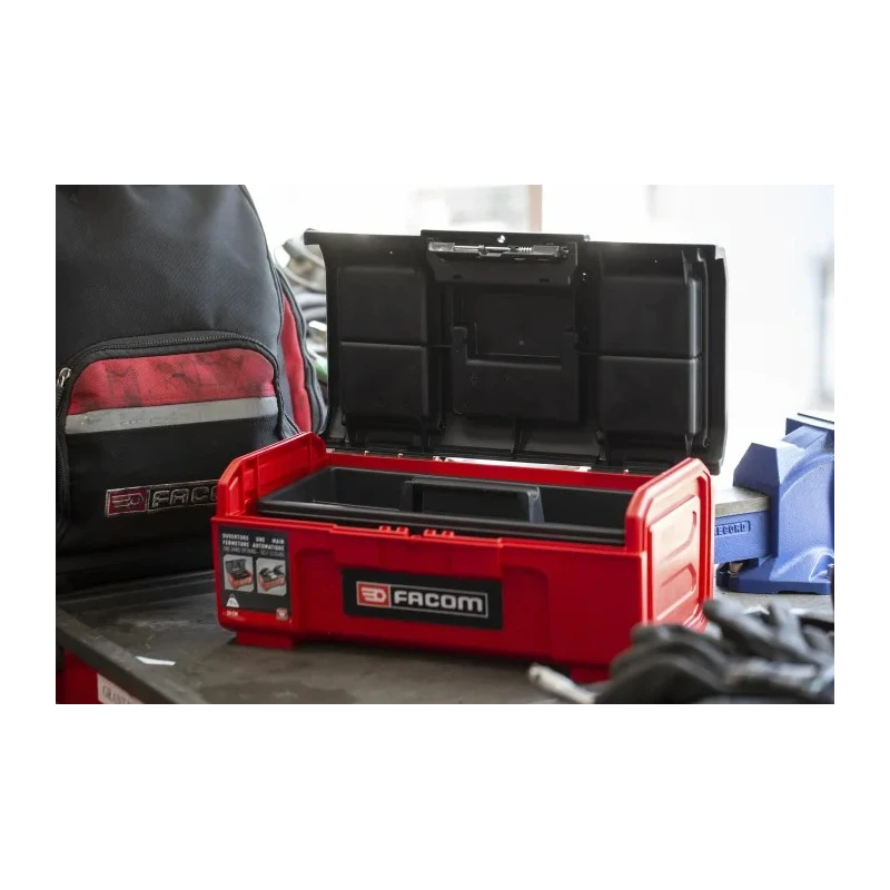 Facom 2-Drawer Plastic Tool Box, 391x222x164 mm, Self-Closing, Red/Black BP.C16NPB