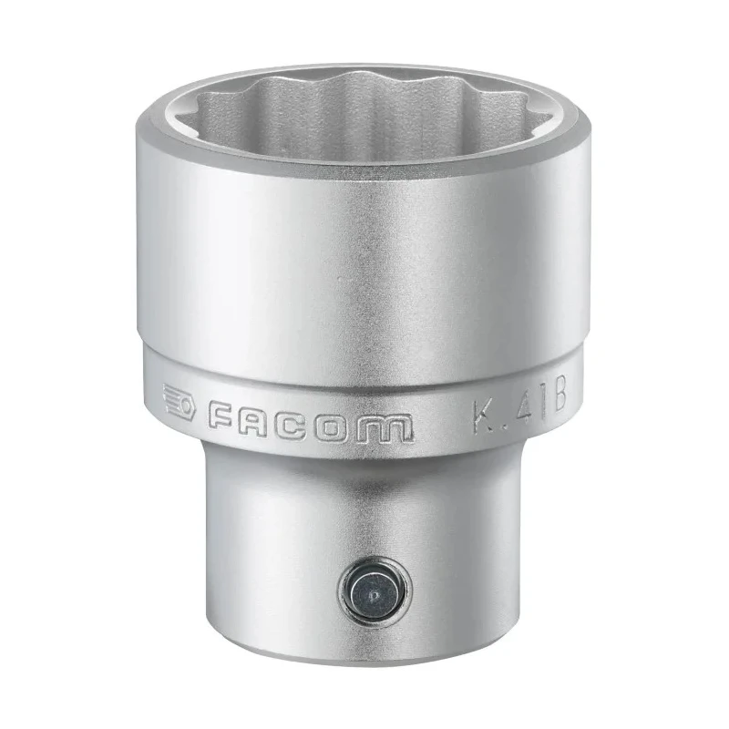 Facom 19.05 mm Drive Socket, 39.69 mm 12 Point Square, Satin Chrome, Chrome Vanadium Steel, 27mm Length K.1P9/16B