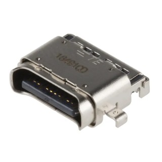 TE Connectivity USB Type C Straight Surface Mount Female Connector, 1 Port, IPX4, USB 3.1, 6.25A, 30V, 2295018-2