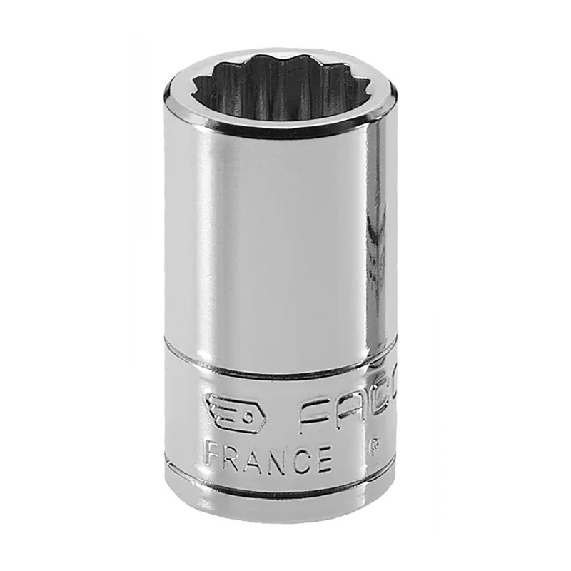 Facom 1/4 Inch Drive 5.5 mm Standard Square Socket, Chrome Vanadium Steel, Bright Chrome Finish, 4.8 mm Overall Length R.5.5E