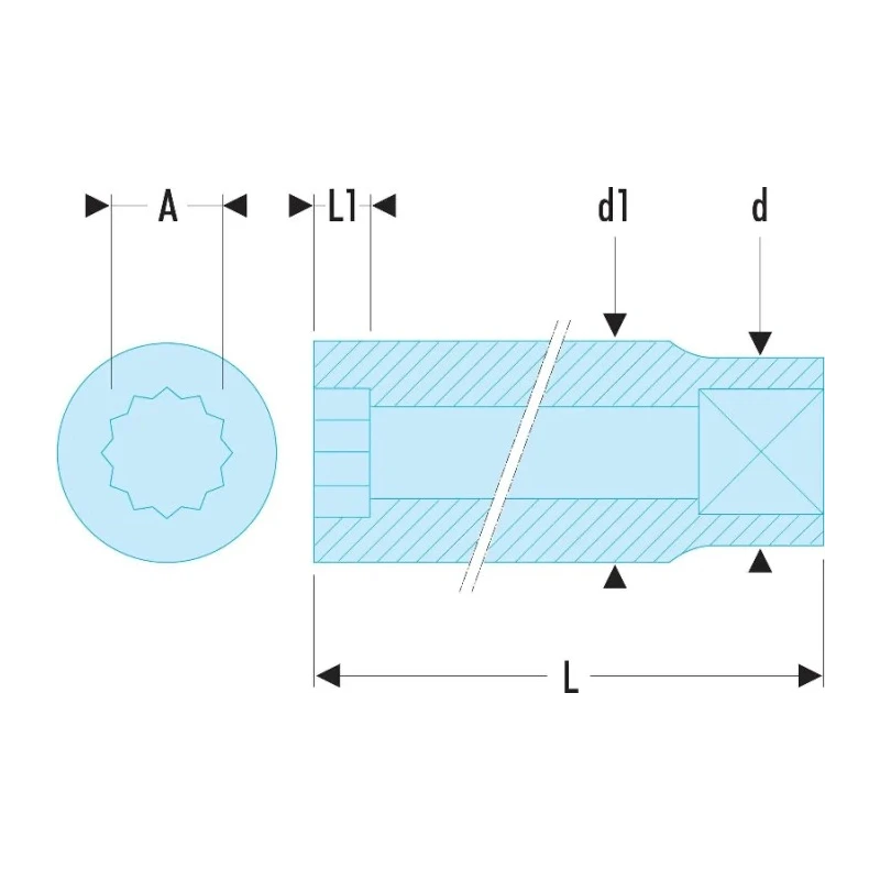Facom 1/4 Inch Drive 5.5 mm Standard Square Socket, Chrome Vanadium Steel, Bright Chrome Finish, 4.8 mm Overall Length R.5.5E