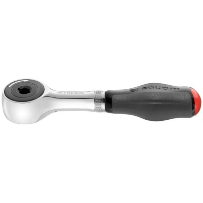 Facom 1/4 Inch Ratchet with Bi-Material Elastomer Handle, 120mm, Chrome Vanadium Steel R.PE360