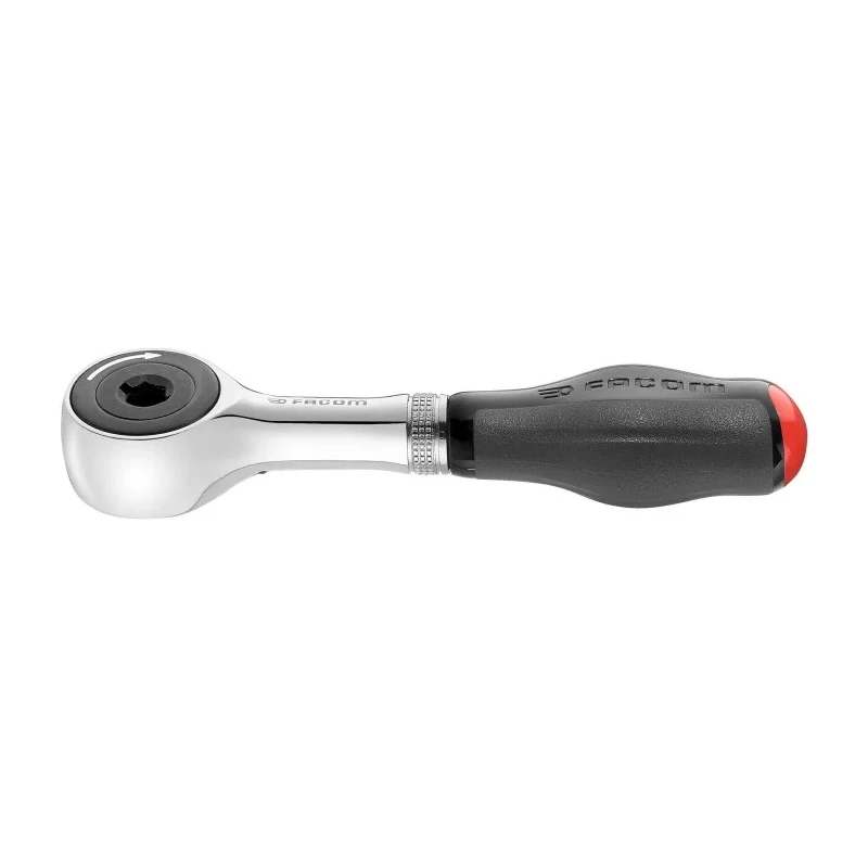 Facom 1/4 Inch Ratchet with Bi-Material Elastomer Handle, 120mm, Chrome Vanadium Steel R.PE360