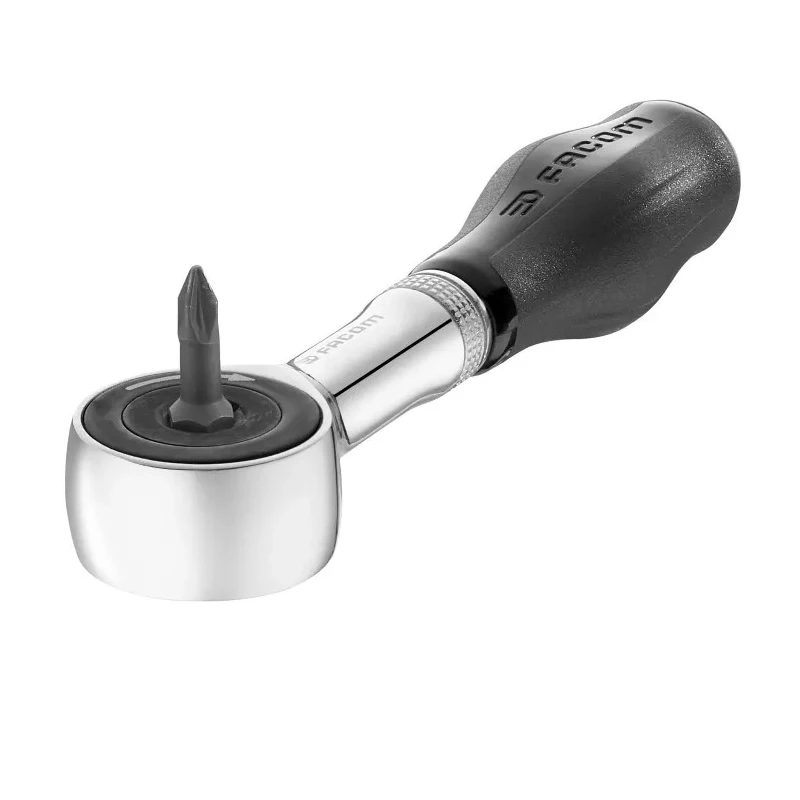 Facom 1/4 Inch Ratchet with Bi-Material Elastomer Handle, 120mm, Chrome Vanadium Steel R.PE360
