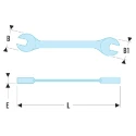 Facom Double Ended Open Spanner, Metric, Chrome Vanadium Steel, Satin Chrome, 210mm Overall Length 31.12X13