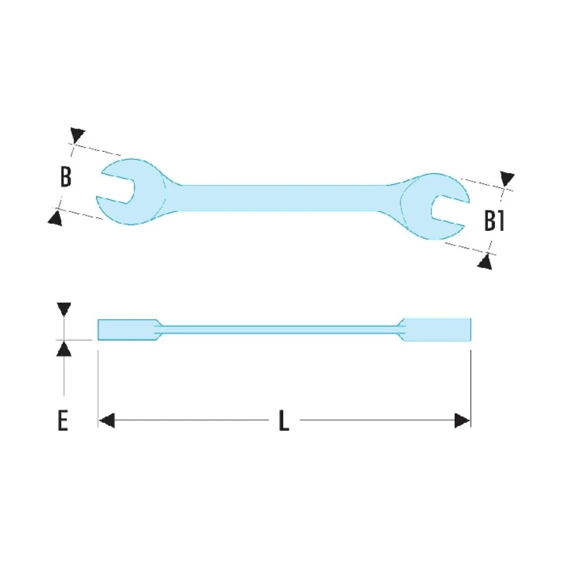 Facom Double Ended Open Spanner, Metric, Chrome Vanadium Steel, Satin Chrome, 210mm Overall Length 31.12X13
