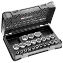 Facom 22-Piece 1/2 Inch 6 Point Socket Set S.401B, Chrome Vanadium Steel, Square Drive