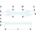 Facom Double Ended Open Spanner, 14 x 15 mm, Chrome Vanadium Steel, Satin Chrome Finish, 182mm Length, 15° Opening 44.14X15