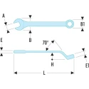 Facom Combination Spanner 23 mm, Offset Head, Chrome Finish, 302 mm Overall Length 41.23