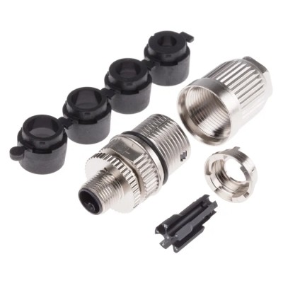 HARTING Circular Connector Panel Mount M12 Socket Male 5 Contacts IP65 IP67 Zinc Housing 16A 63V 21038961505