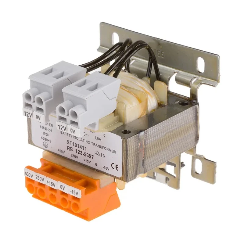 RS PRO DIN Rail Transformer 25 VA, 230 V AC / 400 V AC Primary, 2×12 V AC Secondary, 123-5697