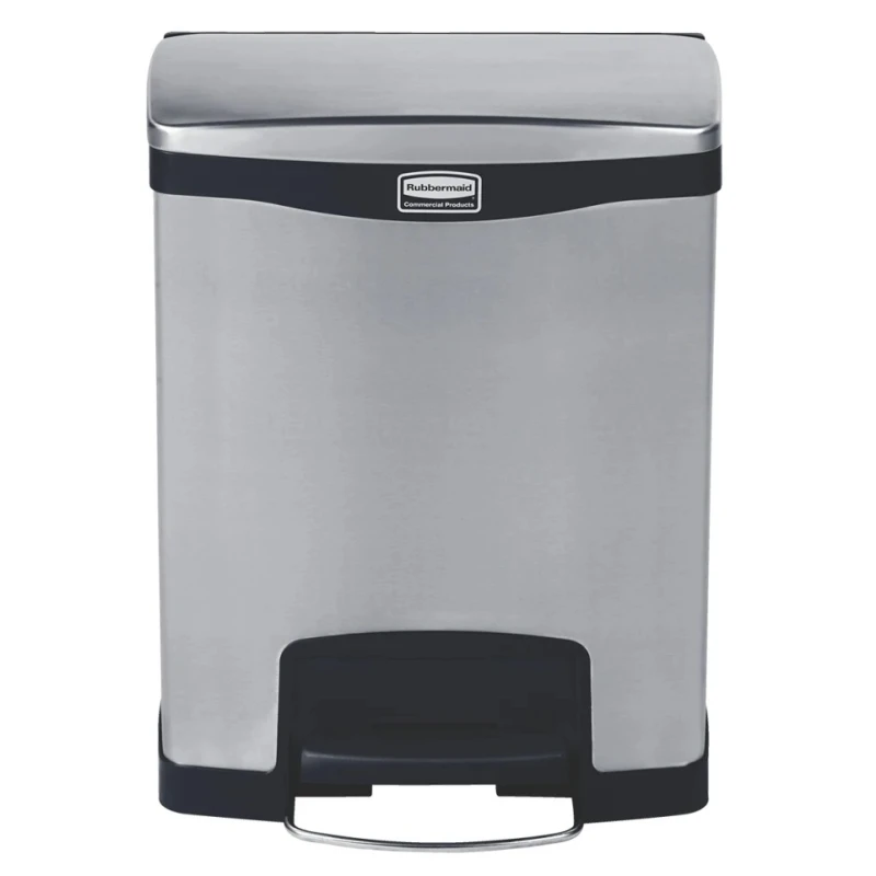 Rubbermaid Commercial Products Slim Jim 30L Chrome Pedal Stainless Steel Waste Bin 1901985