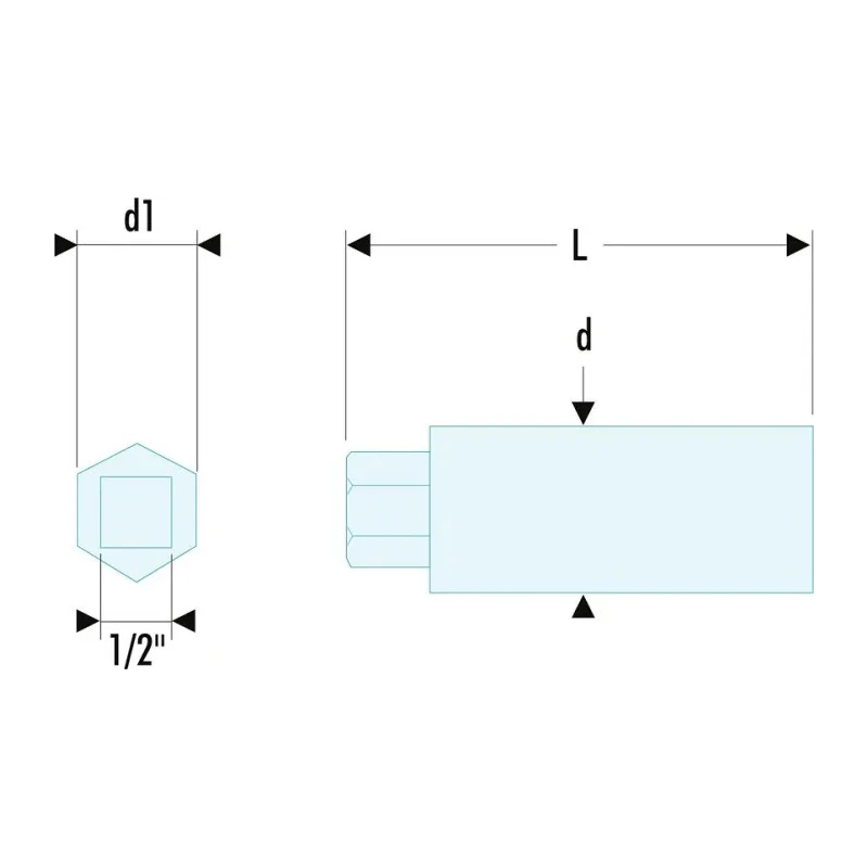 Facom Open End Roller Type Stud Driver, 1/2 in Insert, Chrome Finish, 75 mm Length 287B.14