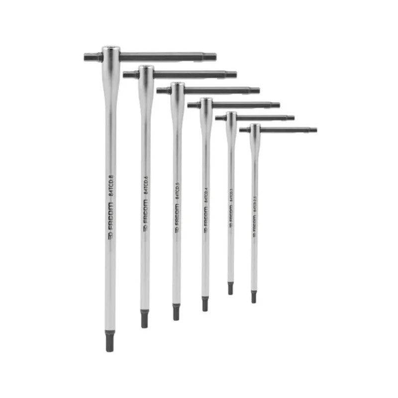 Facom 6 Piece T Metric Hex Key Set, Chrome Vanadium Steel, Sizes 2.5–8 mm 84TCD.J6