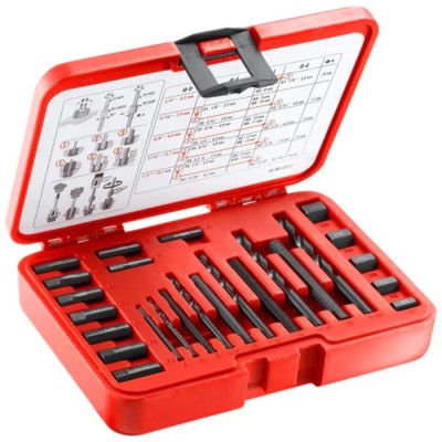 Facom 25-Piece Twist Stud Pulling Drill Bit Set High Speed Steel, 6–14 mm Range, 885