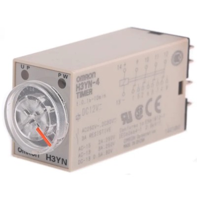 Omron H3YN Series DIN Rail Timer Relay 4PDT, 12V DC, 0.1s–10min, Multifunction, IP40 H3YN-4 DC12