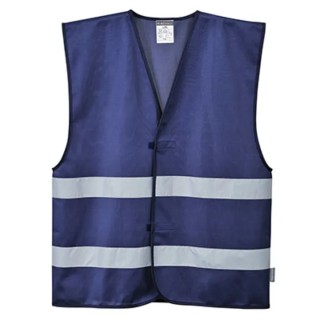 Portwest Navy Hi-Vis Vest, Polyester, L/XL, Hook & Loop Closure F474NARL/XL