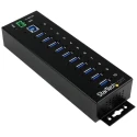 StarTech.com 10-Port USB 3.0 USB Hub, Terminal Connector Powered, Compact Slim Enclosure, ST1030USBM