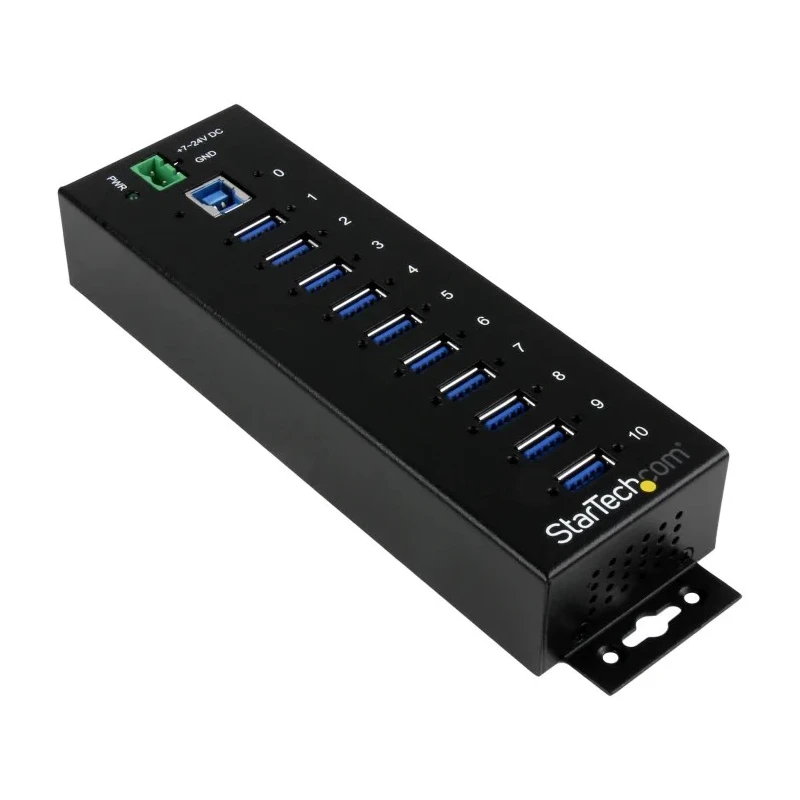 StarTech.com 10-Port USB 3.0 USB Hub, Terminal Connector Powered, Compact Slim Enclosure, ST1030USBM
