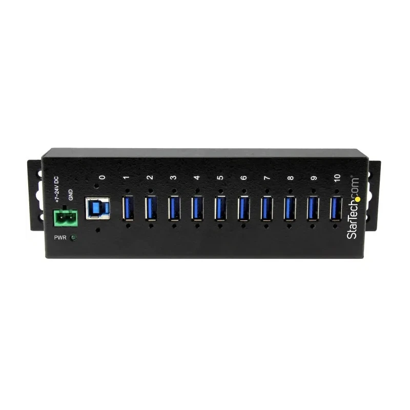 StarTech.com 10-Port USB 3.0 USB Hub, Terminal Connector Powered, Compact Slim Enclosure, ST1030USBM