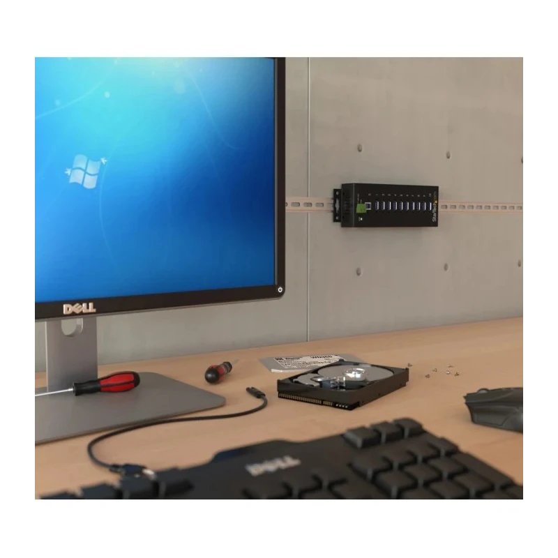 StarTech.com 10-Port USB 3.0 USB Hub, Terminal Connector Powered, Compact Slim Enclosure, ST1030USBM