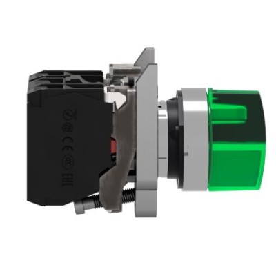 Schneider Electric Harmony XB4 Knob Selector Switch, SPDT, 3 Positions, Illuminated, 22mm Cutout, IP66/IP69/IP69K XB4BK133B5
