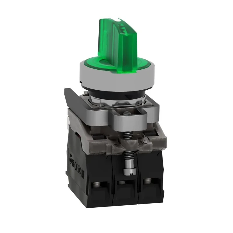 Schneider Electric Harmony XB4 Knob Selector Switch, SPDT, 3 Positions, Illuminated, 22mm Cutout, IP66/IP69/IP69K XB4BK133B5