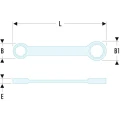 Facom Ring Spanner 18 x 19 mm, Chrome Finish, 225 mm, Offset Head, 12-Point, 59.18X19