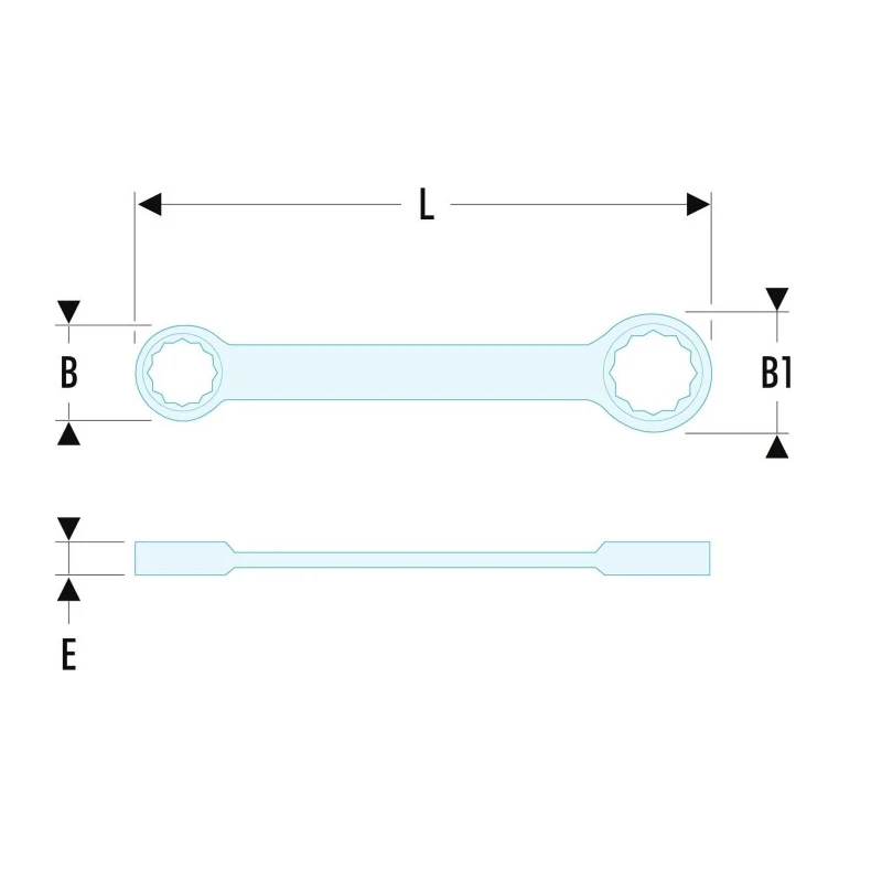 Facom Ring Spanner 18 x 19 mm, Chrome Finish, 225 mm, Offset Head, 12-Point, 59.18X19