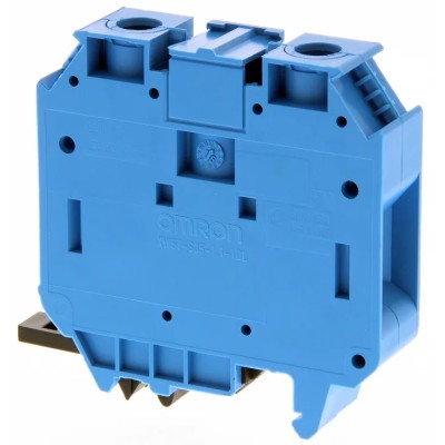 Omron XW5T Series DIN Rail Terminal Block, Blue, Feed Through, 35mm², 1-Level, Screw, 800V, 150A XW5TS35111BL